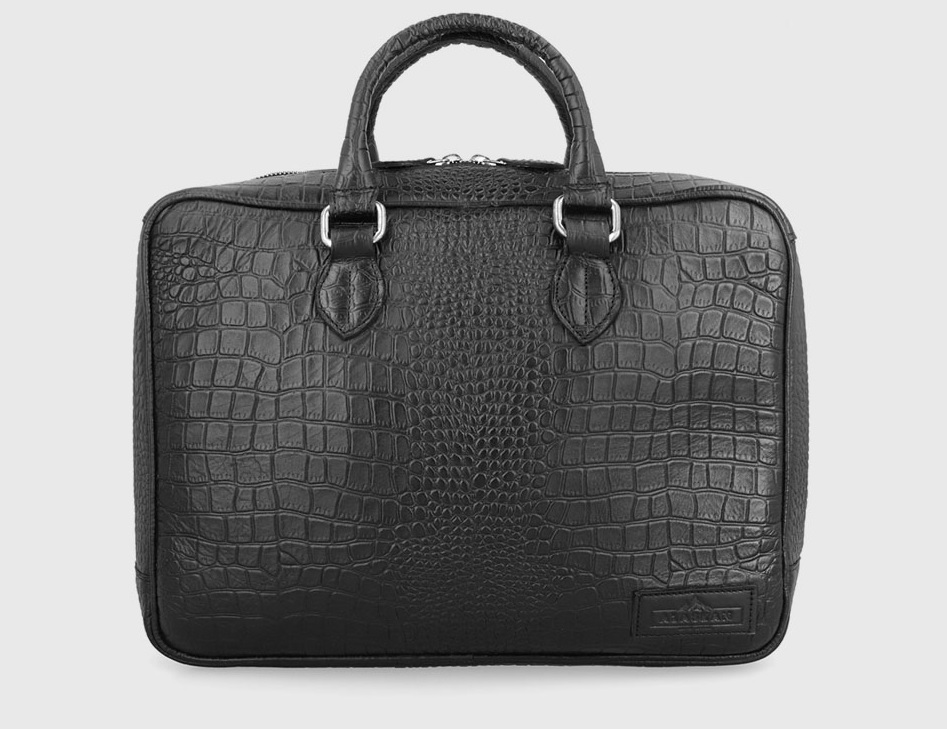 croco small leather briefcase