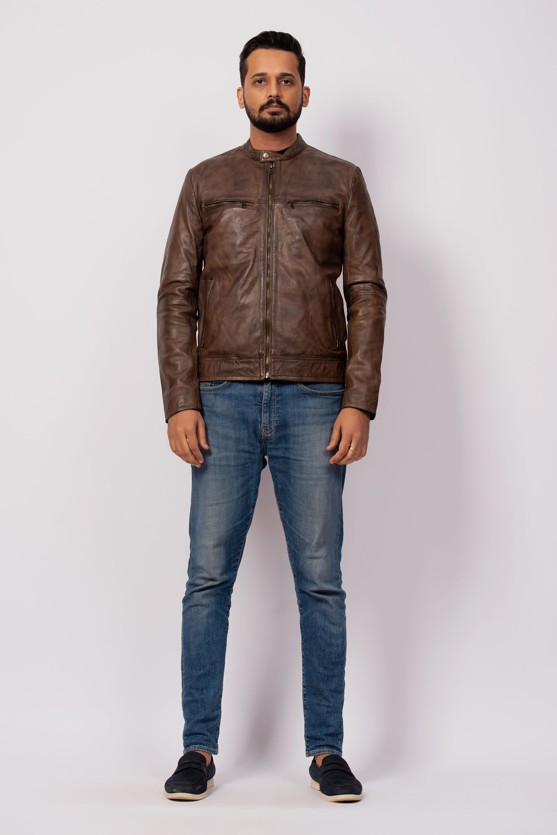 Kurt Waxed Brown Leather Jacket
