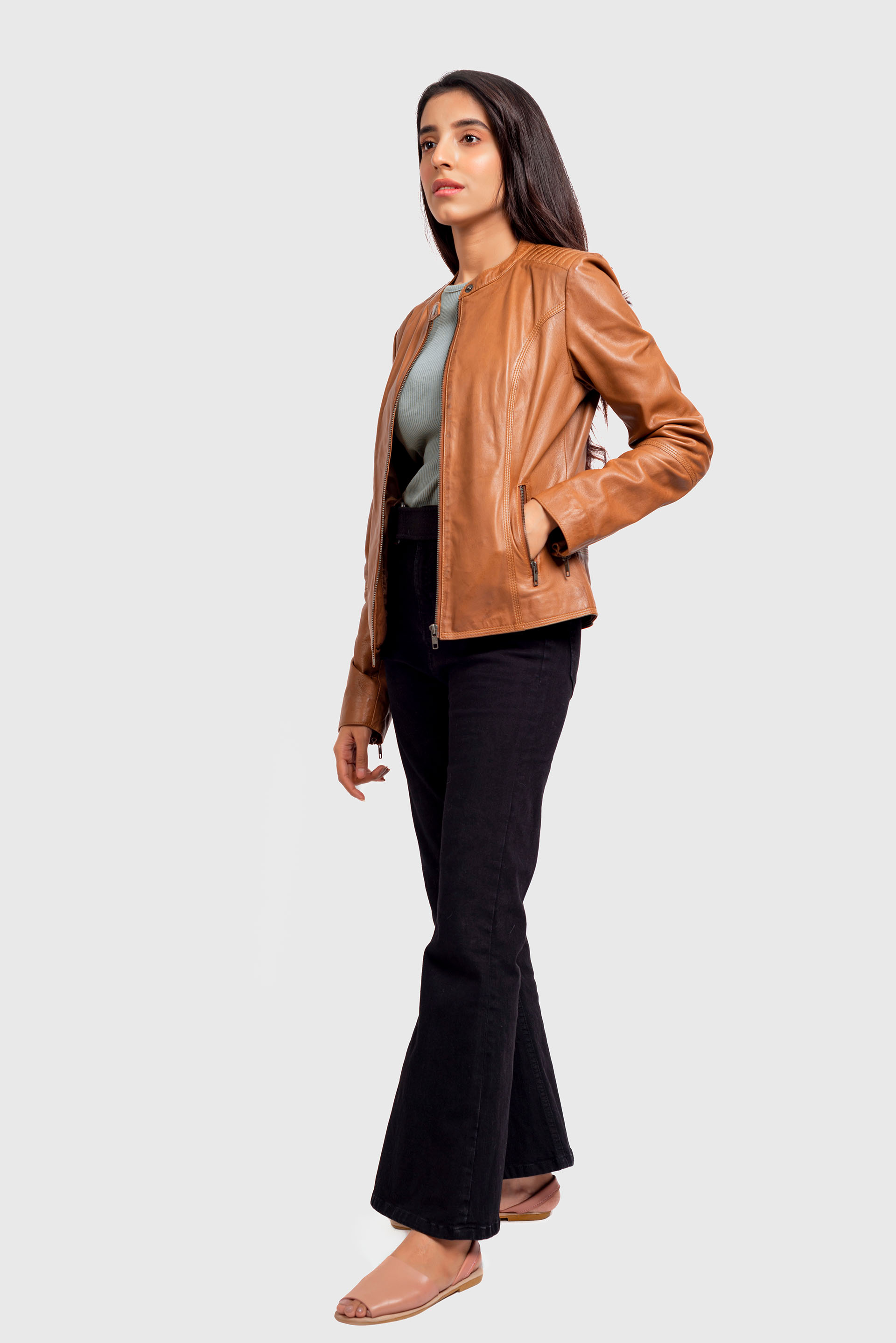 Bia Tan Brown Leather Jacket