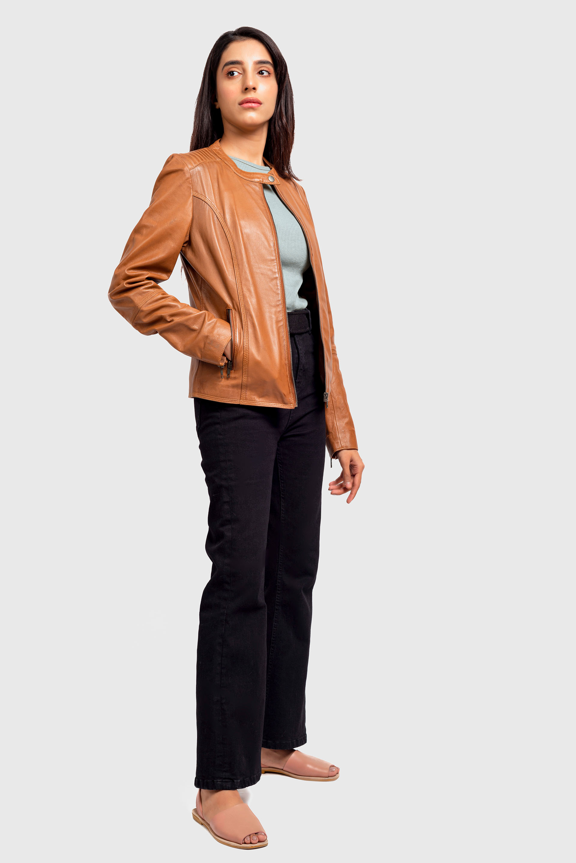 Bia Tan Brown Leather Jacket