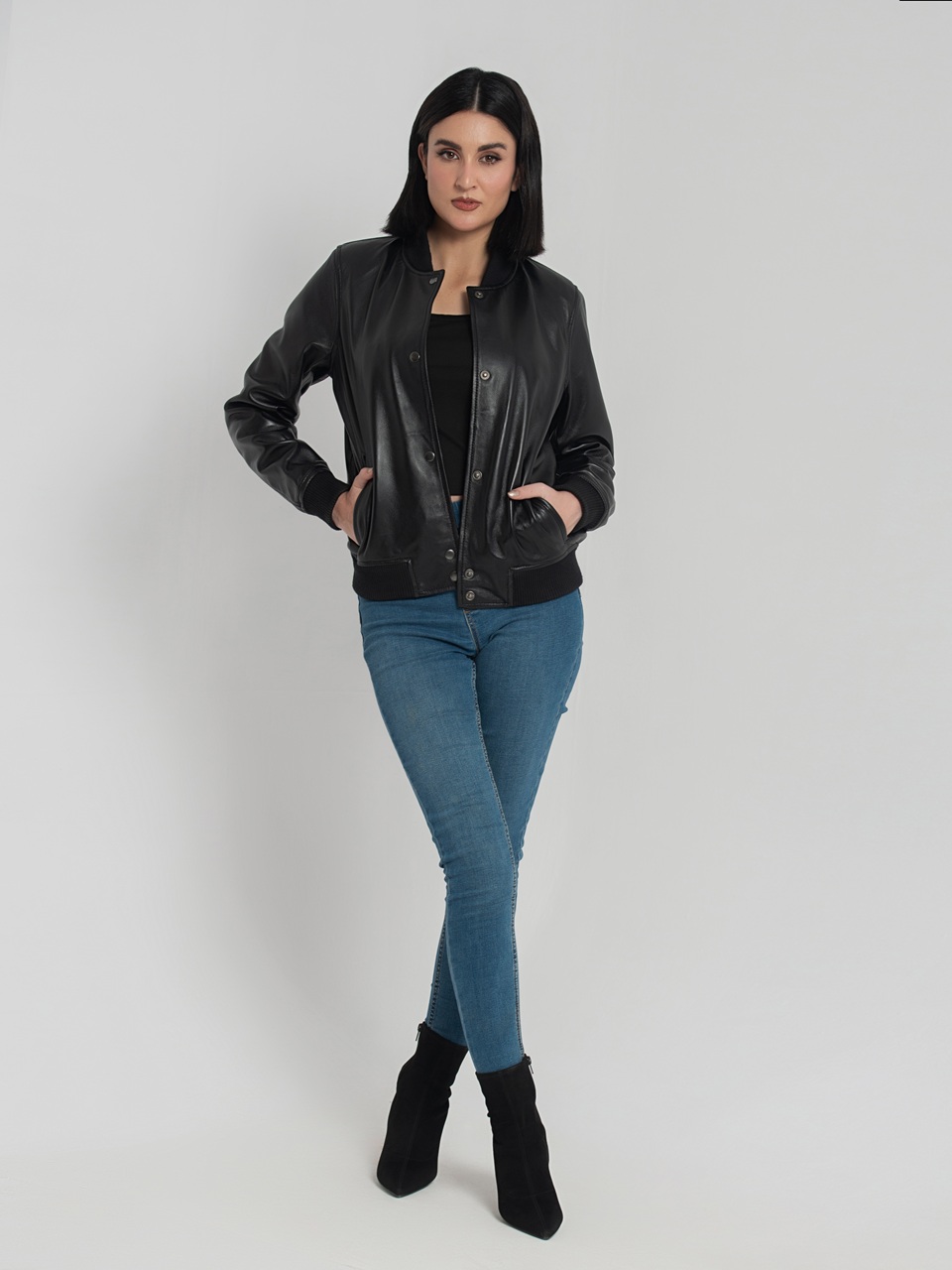 trisha-black-leather-bomber-jacket