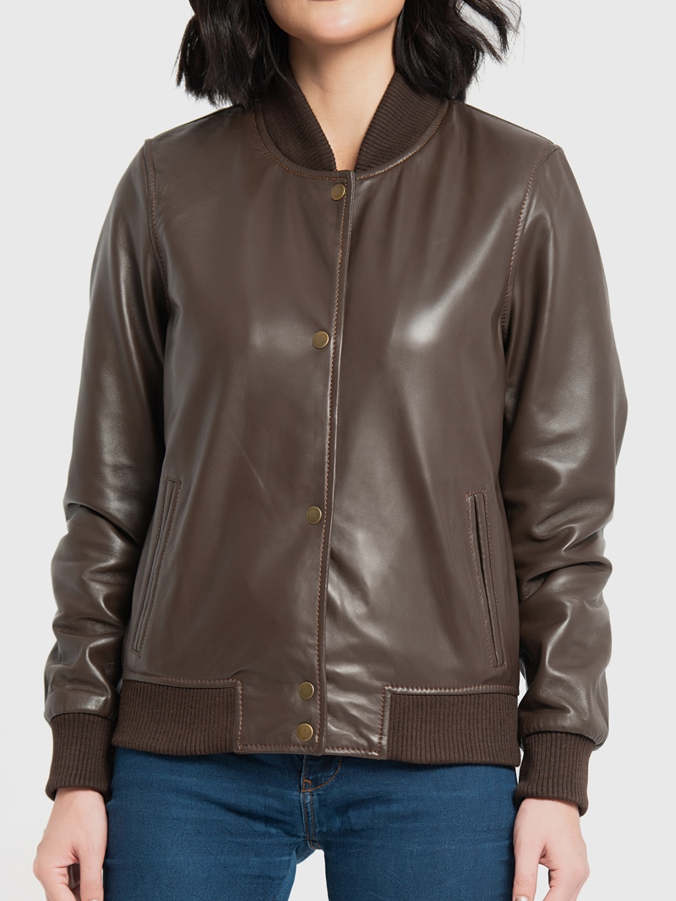 Trisha Brown Leather Bomber Jacket