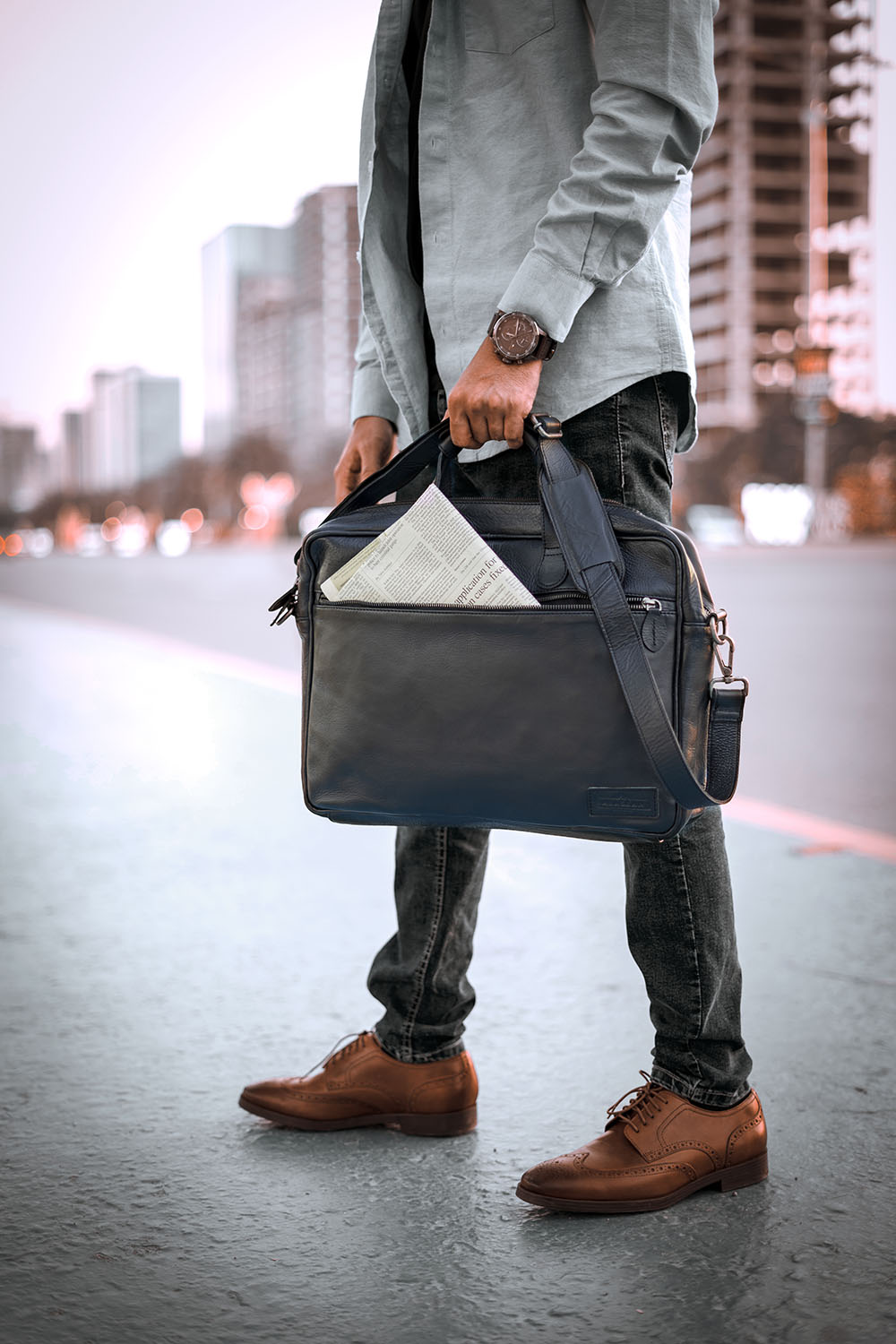 Albert Leather Laptop Briefcase