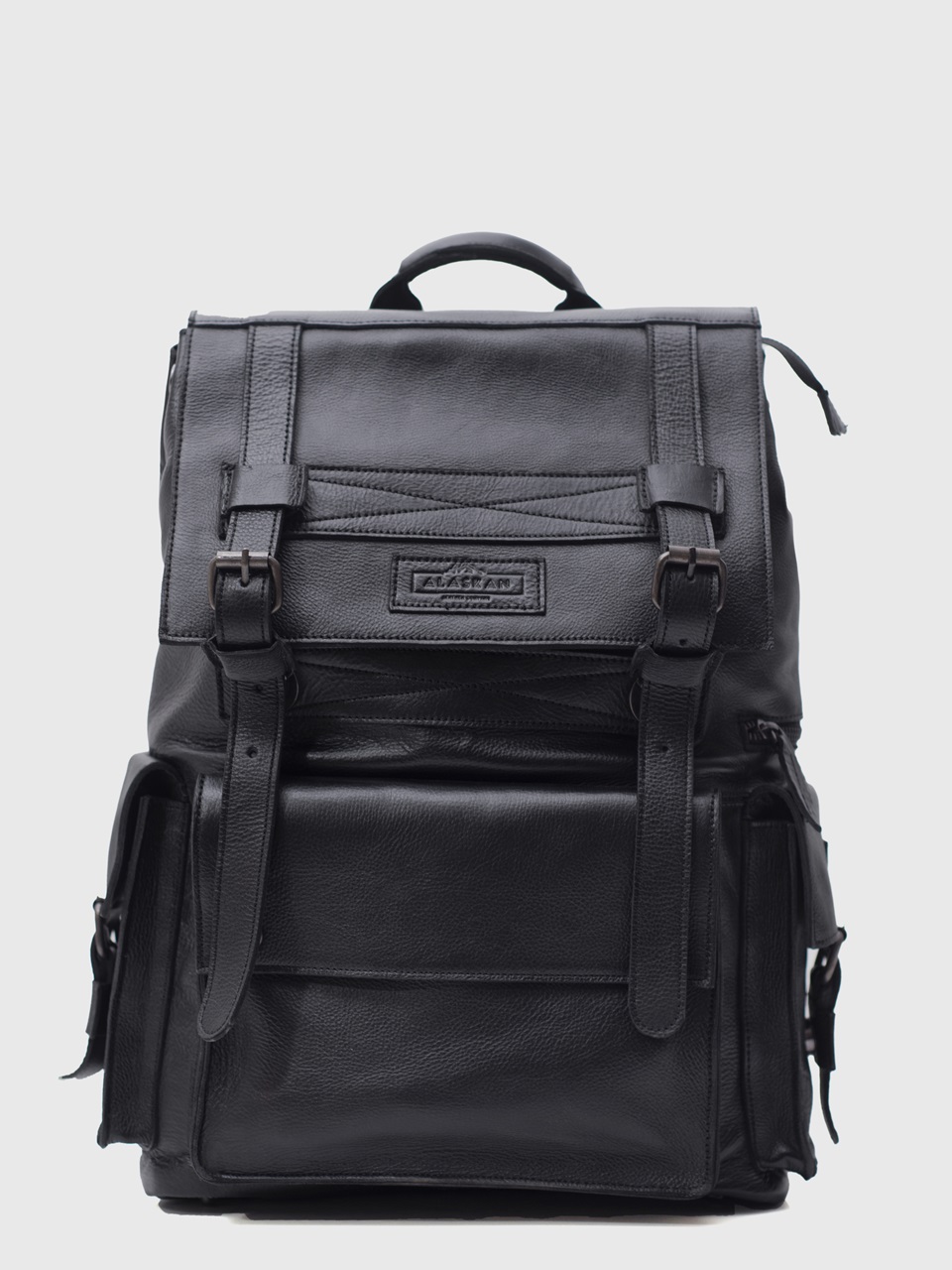 Connor Black Leather Laptop Backpack