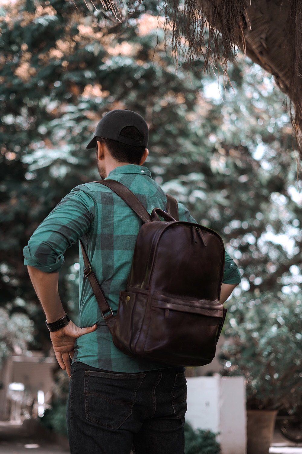 Dean Brown Leather Book Bag Made With Pull Up Leather