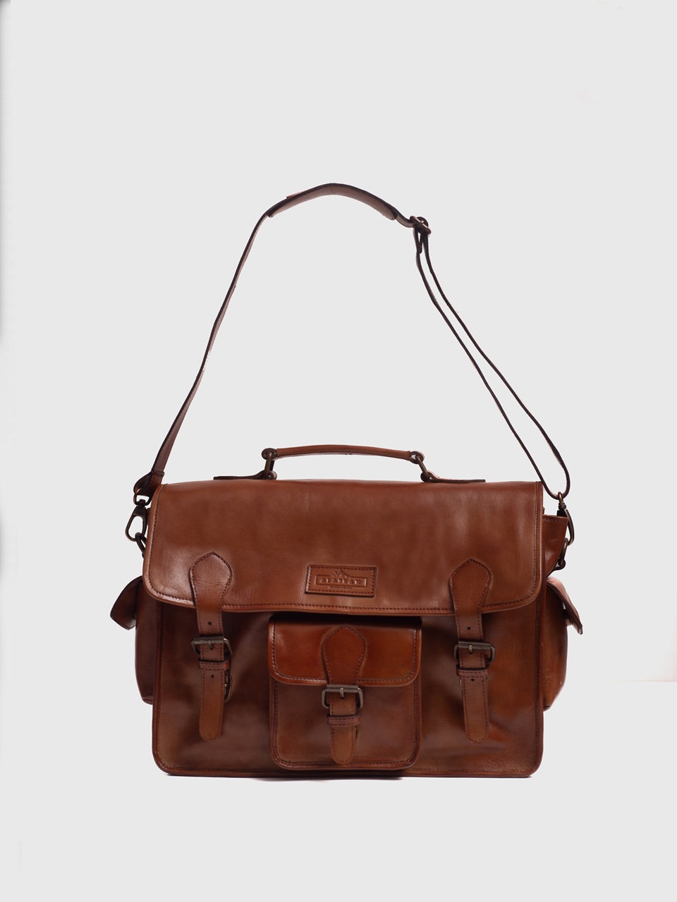 Windsor Cognac Brown Leather Satchel