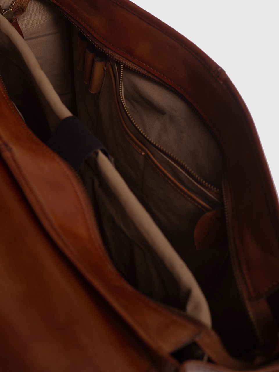 Windsor Cognac Brown Leather Satchel