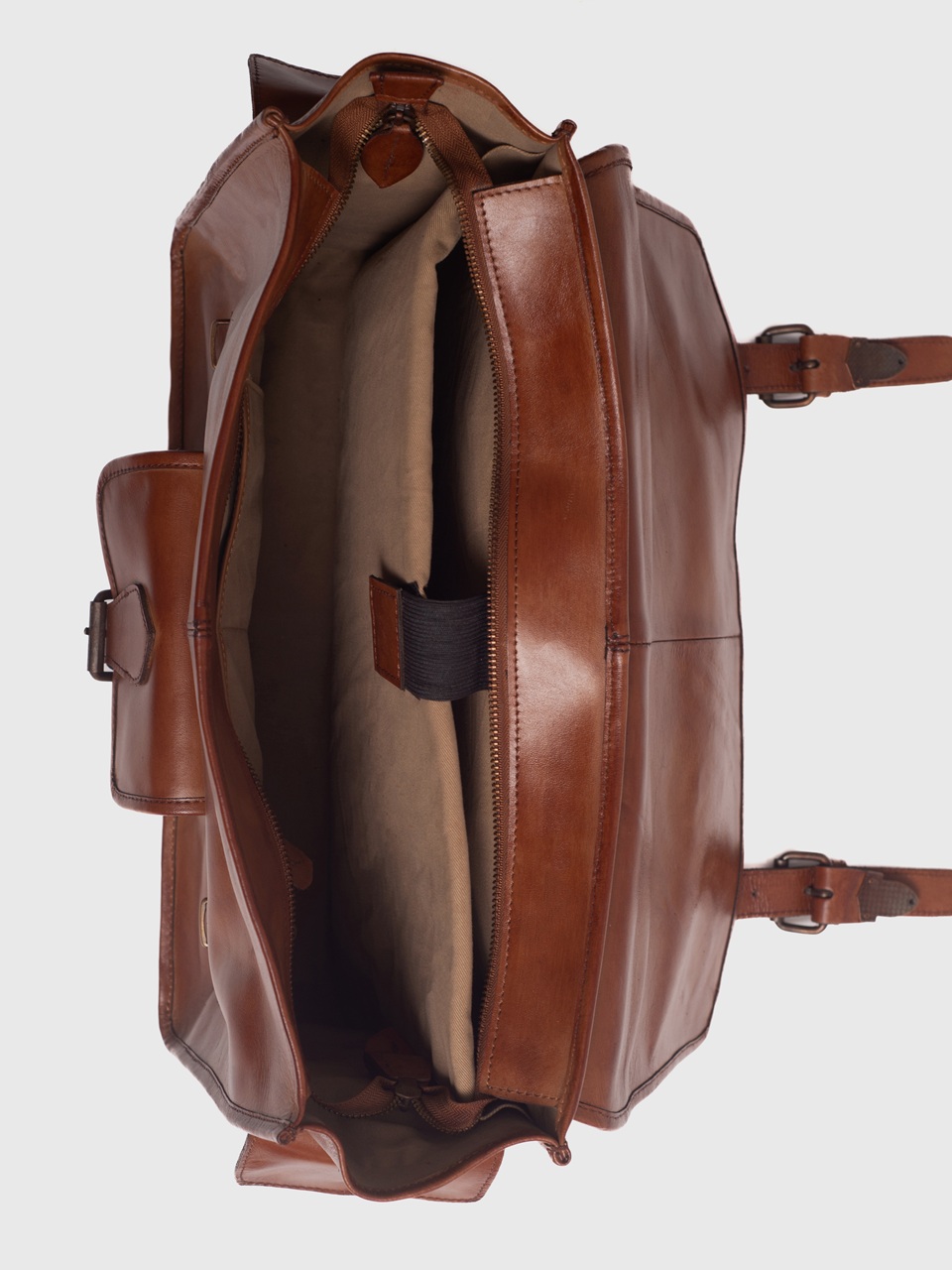 Windsor Cognac Brown Leather Satchel