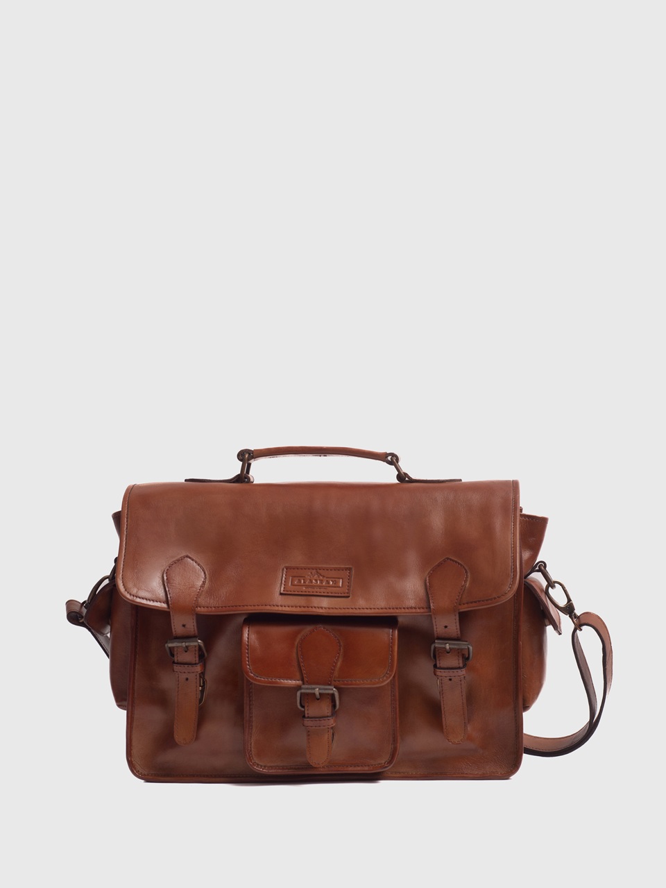 Windsor Cognac Brown Leather Satchel