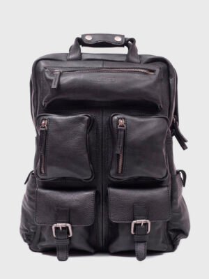 Anderson Black Leather Laptop Backpack