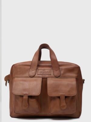 Atley Cognac Brown Leather Briefcase