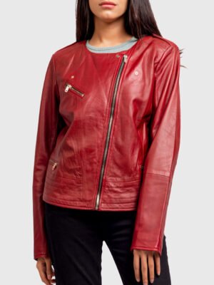 Ava Red Leather Motorcycle Jacket