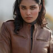Breeze Cognac Brown Leather Bomber Jacket-style8