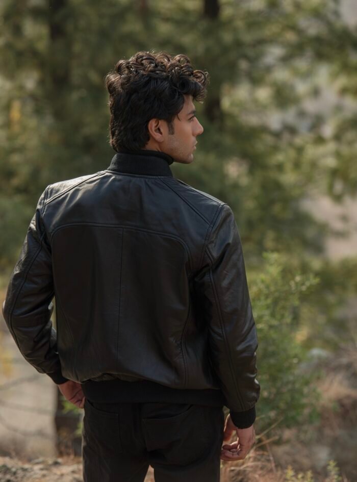 Chris Black Leather Bomber Jacket-style1 (5) Chris Black Leather Bomber Jacket-style1 (5)