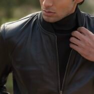 Chris Black Leather Bomber Jacket-style1 (7)