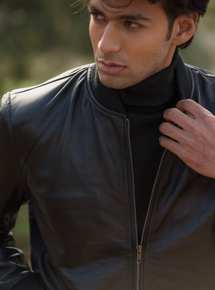 Chris Black Leather Bomber Jacket-style1 (7) Chris Black Leather Bomber Jacket-style1 (7)