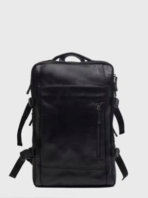 Denver Black Leather Travel Backpack
