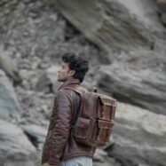 Dulles Crazy Horse Leather Laptop Backpack-style2