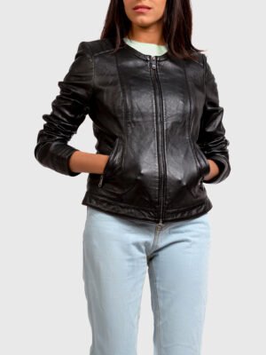 Ladies Black Leather Jacket