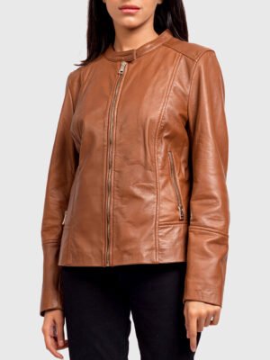 Linn Brown Leather Jacket For Women