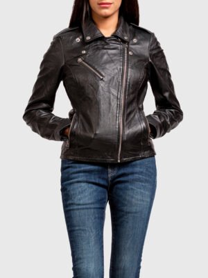 Maya Black Motorcycle Leather Jacket