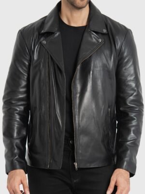 Mike Black Leather Biker Jacket