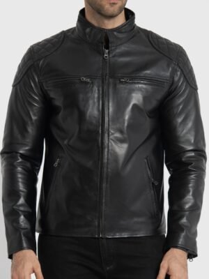 Morris Black Leather Cafe Racer Jacket