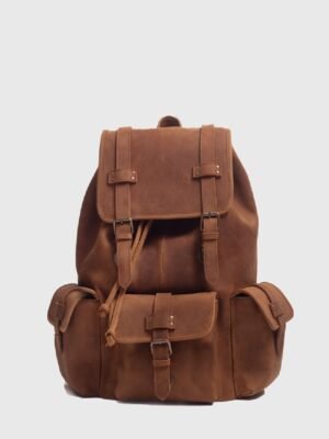 Moss Distressed Leather Travel Backpack
