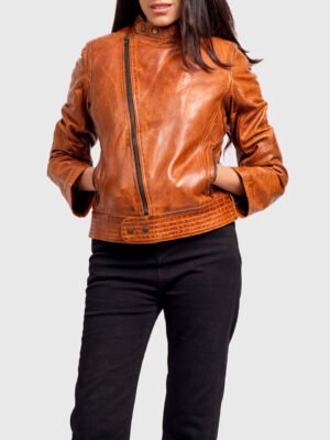 Pam Tan Brown Biker Jacket