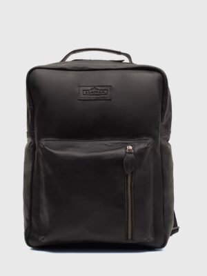 Patrick Black Leather Laptop Backpack