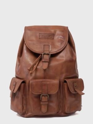 Piper Cognac Brown Leather Backpack