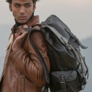 Porter Black Leather Travel Rucksack-style3