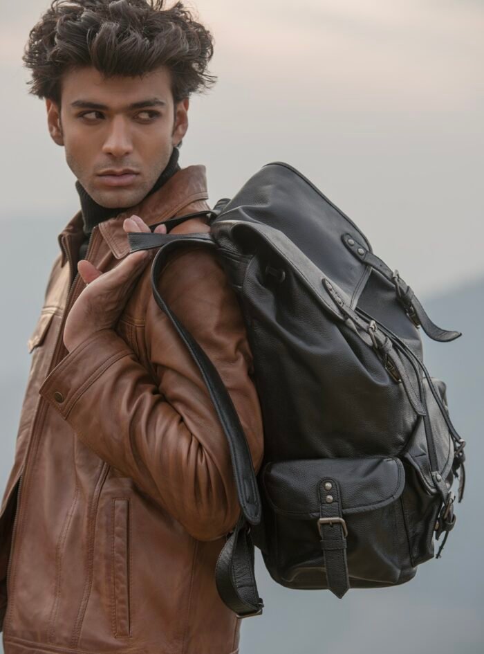 Porter Black Leather Travel Rucksack-style3 Porter Black Leather Travel Rucksack-style3