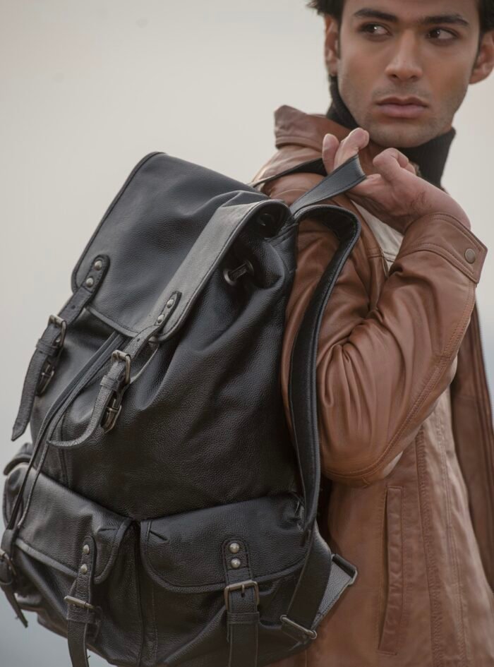 Porter Black Leather Travel Rucksack-style4 Porter Black Leather Travel Rucksack-style4