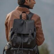 Porter Black Leather Travel Rucksack-style8