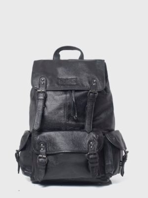 Porter Black Leather Travel Rucksack