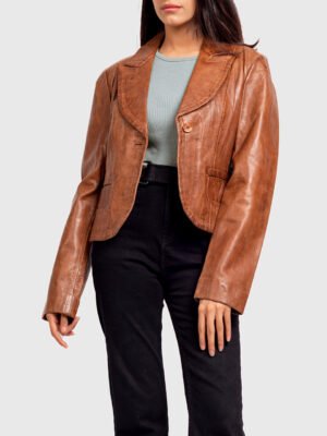 Sienna Ladies Brown Leather Coat