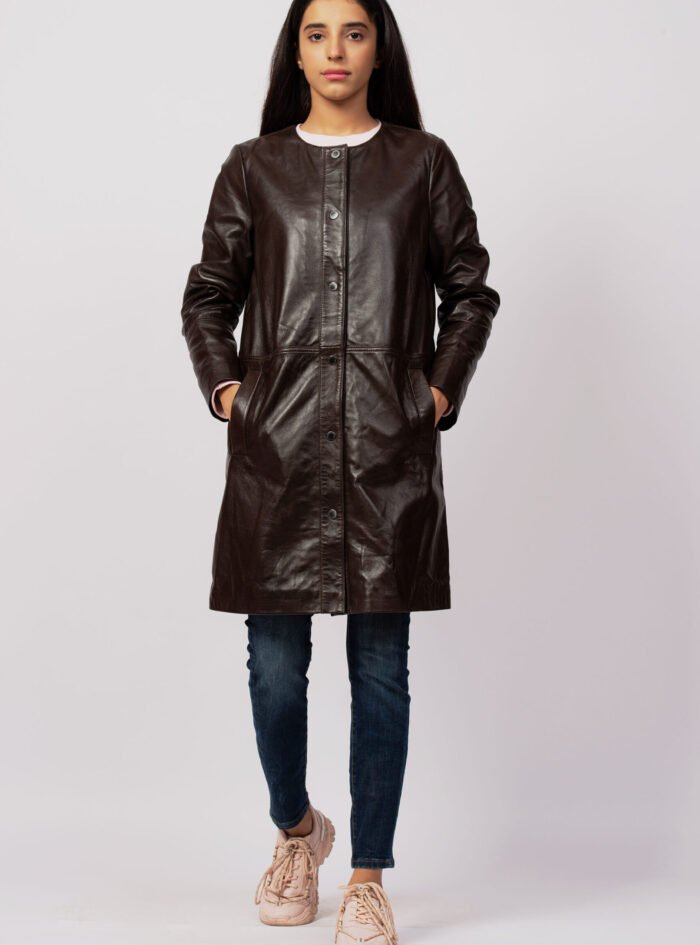 Women-Brown-Leather-Collar-Less-Coat1.jpg