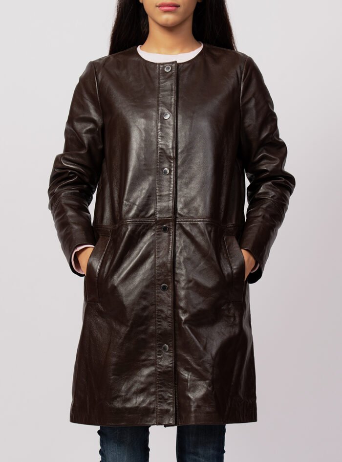 Women-Brown-Leather-Collar-Less-Coat201.jpg