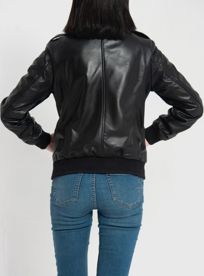 Breeze Black Leather Bomber Jacket (8) Breeze Black Leather Bomber Jacket (8)
