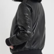 Breeze Black Leather Bomber Jacket (9)