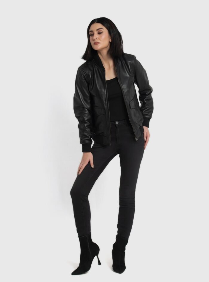 Chloe Black Leather Bomber Jacket (3) Chloe Black Leather Bomber Jacket (3)