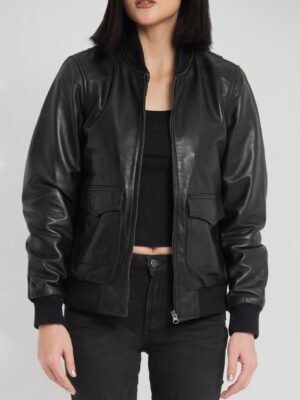 Chloe Black Leather Bomber Jacket (4)