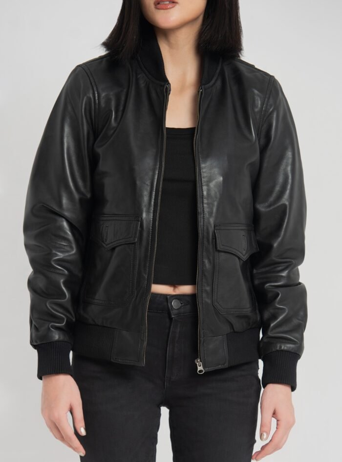 Chloe Black Leather Bomber Jacket (4) Chloe Black Leather Bomber Jacket (4)
