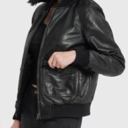 Chloe Black Leather Bomber Jacket (5)