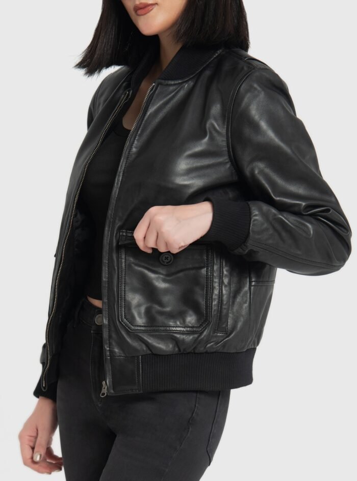 Chloe Black Leather Bomber Jacket (5) Chloe Black Leather Bomber Jacket (5)