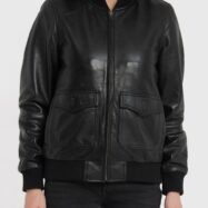 Chloe Black Leather Bomber Jacket (6)