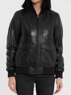 Chloe Black Leather Bomber Jacket