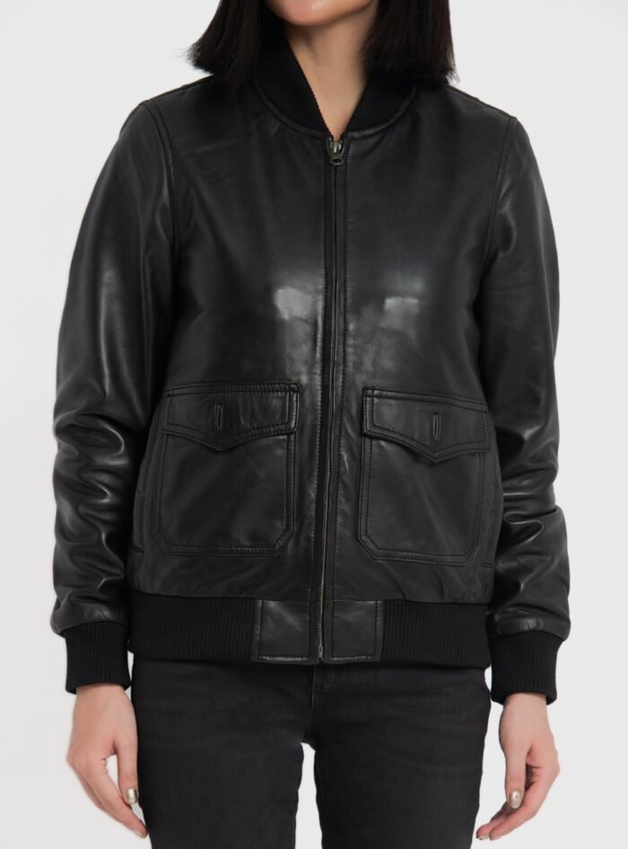 Chloe Black Leather Bomber Jacket (6) Chloe Black Leather Bomber Jacket (6)