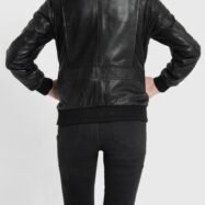 Chloe Black Leather Bomber Jacket (7)